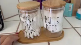 MOMEEMO Funny Qtip Holder and Cotton Ball Holder Set #founditonamazon
