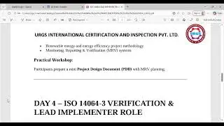 URGS – ISO 14064 Lead Implementer Training: Detailed 5-Day Course Agenda