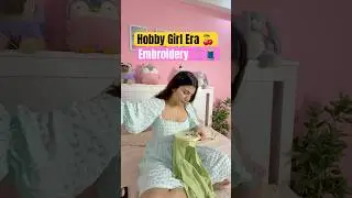 Hobby Girl Era 🩵🌻 Embroidery On my top 🪡🧵DIY activity #youtubeshorts #shorts #diycrafts