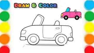 Learn how to draw and color a cute cartoon car step by step 🚗🎨