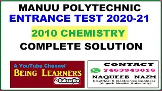 2010 #CHEMISTRY #MANUU #POLYTECHNIC #ENTRANCE #TEST