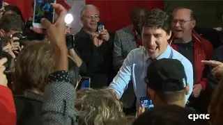 Justin Trudeau addresses supporters in Ottawa