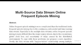 Multi Source Data Stream Online Frequent Episode Mining