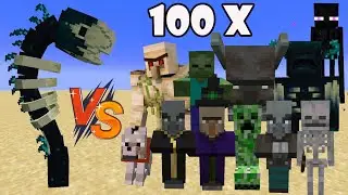 shriek worm VS &times;100 Every mob in Minecraft in darkcraft