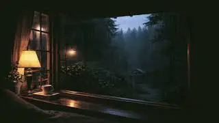 Rainy Night by the Window 🌧️ Cozy Cabin Ambience for Deep Sleep & Relaxation