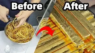 The smelting process from gold jewelry to gold bars#goldprocessing #goldindustry #goldfactory