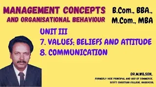 MANAGEMENT CONCEPTS AND OB III 7. VALUES; BELIEFS AND ATTITUDE8. COMMUNICATION