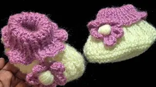 Beautiful easy baby shoe knitting pattern ||#new design baby socks #नई डिजाइन वाले बच्चो के ऊनी मोजे
