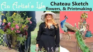 Another Chateau Lalande Sketch | Simple Flower arrangement | Gelli Plate Print Making | Floral Fri.