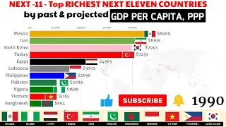 Top richest NEXT ELEVEN countries by GDP per capita ppp|Iran, Turkey, Egypt, Indonesia, Bangladesh