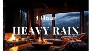 1 Hour Rain ASMR 🌧️ Cozy Room, Fireplace & Nature Sounds