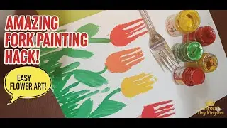 Amazing Fork Painting Hack! 🍴 Easy Tulip Flower Art Tutorial