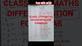 Differentiation Important Formulas|Calculus Formulas|12 Maths|CBSE|2024|
