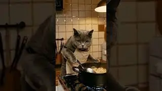 【MEOM】10-Second Cat Cooking Spaghetti #cat #ai #catlovers #catloverscluba #story