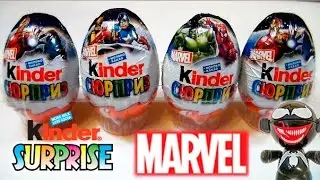 4 Surprise Eggs! MARVEL Kinder Surprise Superheroes Twistheads