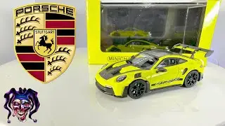1\64 Scale Porsche 911 (992) GT3 RS Acid Green Brand: Minichamp64 Models 🔥💥 Diecast cars collection.