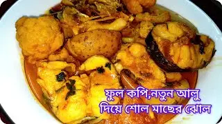 নতুন ফুল কপি,নতুন আলু দিয়ে শোল মাছের ঝোল।। সেরা স্বাদের ফুল কপি, শোল মাছ রান্না।। Fulkopi recipe.