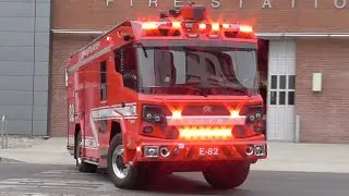 *AIR HORN* LAFD Engine 82 & Rescue 82 (Reserve) Responding *ELECTRIC ROSENBAUER RTX*