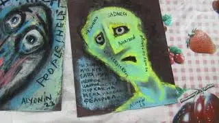 Уникальные рисунки шизофреника soft / oil  pastels speedpaint on emerypaper / sandpaper