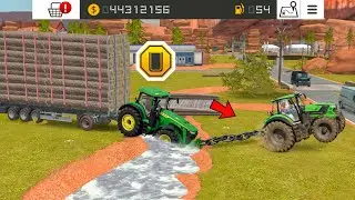 Forestry Trailer Stuck In River & Pull With Deutz Fahr In Fs18 | Fs18 Multiplayer | Timelapse |