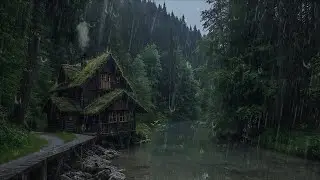 Heavy Night Rain in a Quiet Forest Cabin 🌧️ | Deep Sleep Sounds for Stress Relief
