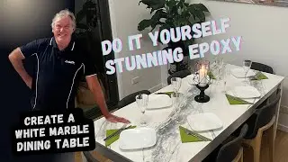 Beautiful white marble dining table, made like real marble using Epoxy Resin.