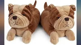 AnimalSlippers.com Bulldog Slippers - Plush Dog Animal Slippers Brown, 9-12 M US review