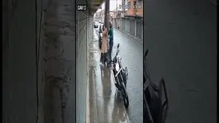 CCTV Footage Bike Thief Attacks Woman Walking on Street  Realistic Security Camera Video