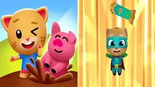 Talking Ginger Games|Talking Ginger Playground x Talking Tom Hero Dash Gameplay #tomhappy 