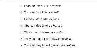 Reflexive Pronouns. Sentences