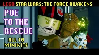 POE TO THE RESCUE (Admiral Ackbar unlock) - LEGO Star Wars TFA - All 10 Minikits and Red Brick