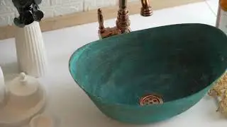 Oval Verdigris Green Patina Copper Sink