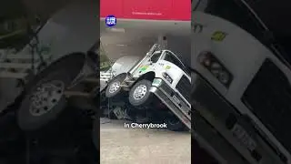 Concrete truck topples over | 9 News Australia