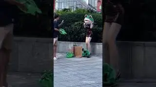 Hot Figurine in Crazy Frog Costume - Crazy Green Frog #crazy #green #frog #viral
