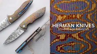 FOLDING KNIFE FOLDER STING 4 BLACK TIMASCUS DAMACORE HERMAN KNIVES