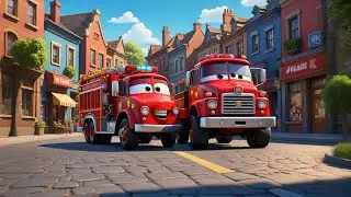 Four Firetrucks Race Down the Road | Emergency Vehicles Song for Kids | Nursery Rhymes and  Songs