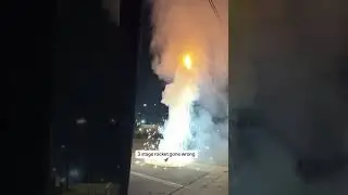 Stage 3 rocket comes back down #fireworks #fail #strobe