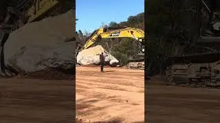Moving some huge boulders for landscaping #excavator #landscaping #work #grading #mountains #offroad