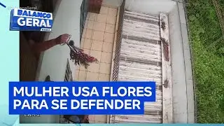 Mulher usa arranjo de flores para se defender e espantar ladrão em Santo André (SP)