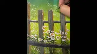 Spring flowers and fence Acrylic Painting #nature #reels #flowers #art  #relaxing