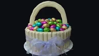 easter basket cake with chocolate eggs