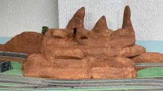 N Scale Model Railway Foam Mountain Built - First One