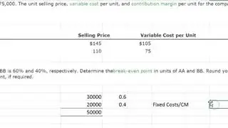 Break Even in units for a Sales Mix
