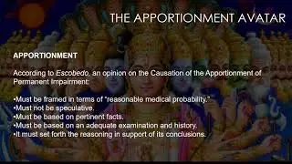 The Apportionment Avatar System  Perry J. Carpenter DC QME, www.ezcontinuingeducation.org
