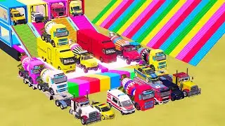 TRANSPORTING POLICE CARS, AMBULANCE, FIRE TRUCK, COLORFUL CARS WITH TRUCK FARMING SIMULATOR 22 #39