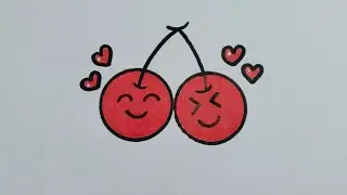 Easy cherry 🍒 fruit drawing for beginners#viral #trending #drawing #cherry #fruit #new #easy #shorts