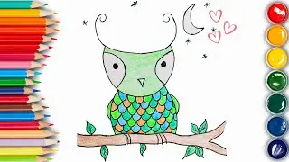 Adorable Cartoon Owl Drawing! 🦉 Easy for Beginners | Easy Owl Drawing for Kids 🦉🎨
