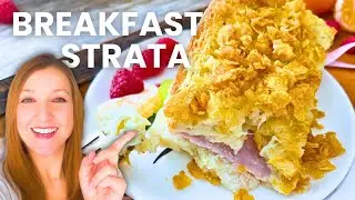 Easy Make-Ahead Breakfast Strata with Canadian Bacon & Cheese | Overnight Brunch Recipe!