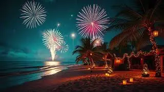 Christmas Fireworks by the Beach 🎄🌊 Relaxing Lofi Jazz Holiday Vibes