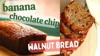 EASY one bowl BANANA CHOCOLATE CHIP WALNUT BREAD. READY in HALF THE TIME. #bananarecipe #delicious